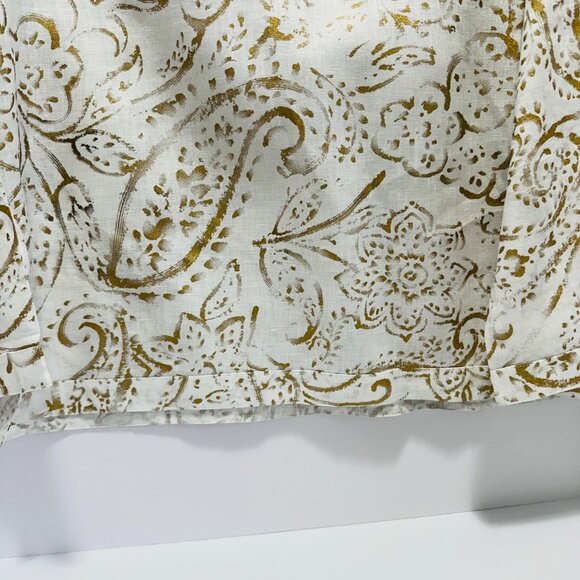 LAUREN RALPH LAUREN Women's Gold Printed 100% Linen Top; Size: PM Petite Medium - Picture 3 of 5